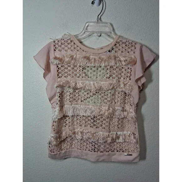 ITOO Blouse Y2K Trendy Boho Party Business Casual Pink Size Medium - Picture 1 of 4